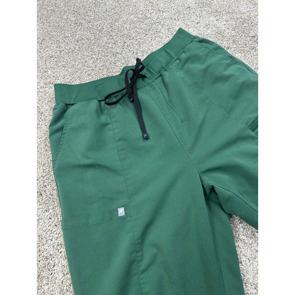 Fabletics Green Scrub Joggers Womens XL Short Cargo Pockets Drawstring #0793